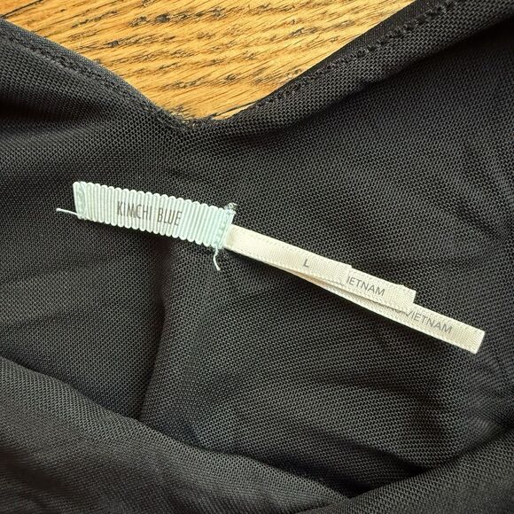 Kimchi Blue Puff Sleeve Mini Cocktail Dress Womens Large Deep V Morticia Witchy - Picture 5 of 9